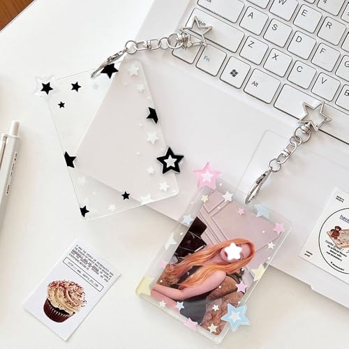 2-Piece Star Acrylic Photocard Holder Keychain for 3-Inch Idol Photo Cards