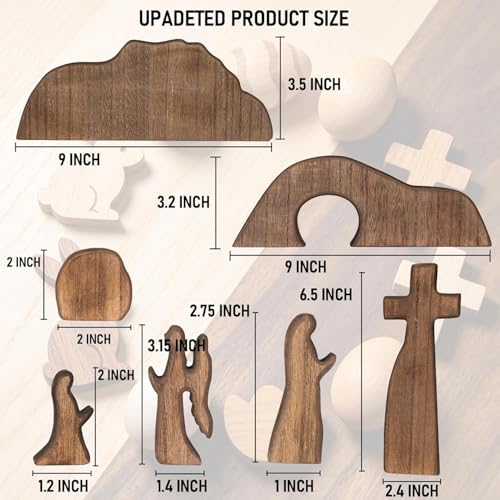 Wooden Easter Resurrection Scene Decor - 7-Piece Empty Tomb Tabletop Set