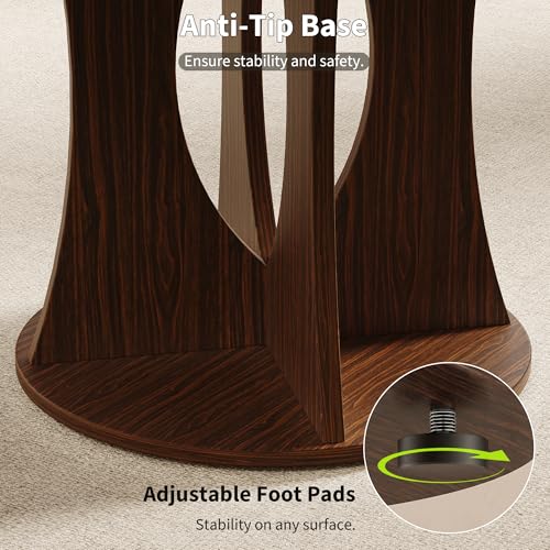 47-Inch Round Wooden Dining Table, Modern Pedestal Kitchen Table, Walnut