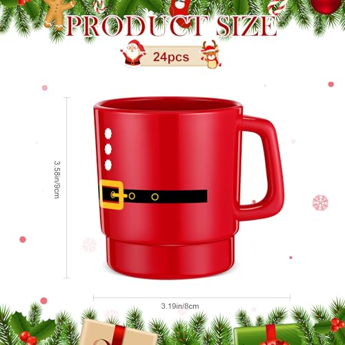 Santa Red Christmas Plastic Mugs 24 Pack – 11 oz Party Cups