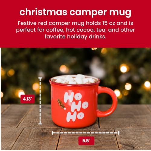 Ho Ho Ho Christmas Camper Mug - 15 oz Red Holiday Coffee Cup (Variation: Ho Ho Ho Mug) by Pearhead
