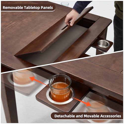Solid Wood Gaming Table with Removable Dining Top - 54" x 31" Game Space