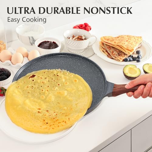 10-Inch Nonstick Crepe Pan - Granite Coating Flat Skillet Dosa Tawa