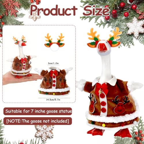 YGEINIT Christmas Deer Goose Outfit for 7 Inch Desk Decorations, Holiday Costume Accessories