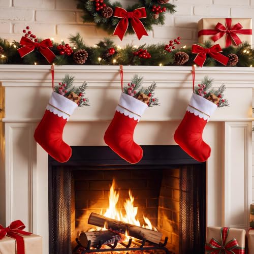 Cooraby 36 Pack 15in Red Felt Christmas Stockings with White Cuff - Hangable DIY Holiday Decor