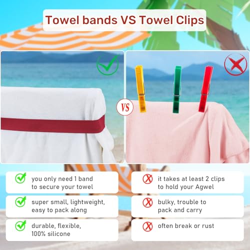 Beach Towel Bands 4 Pack – Elastic Windproof Straps for Cruise & Pool Chairs