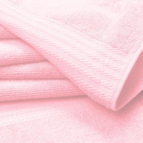 GLAMBURG 8-Piece Ultra Soft 100% Cotton Towel Set - Pink