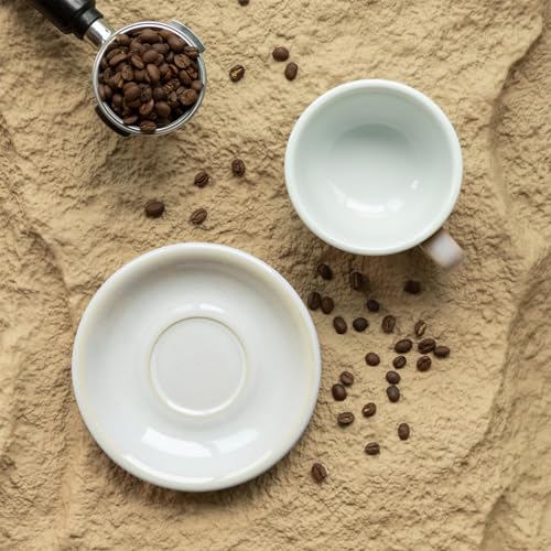Loveramics Ivory Ceramic 10 oz Coffee Cup with Saucer - Latte Art Mug Set