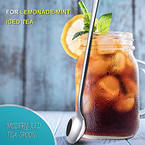 9-Inch Stainless Steel Long Handle Iced Tea and Cocktail Spoons, Set of 4