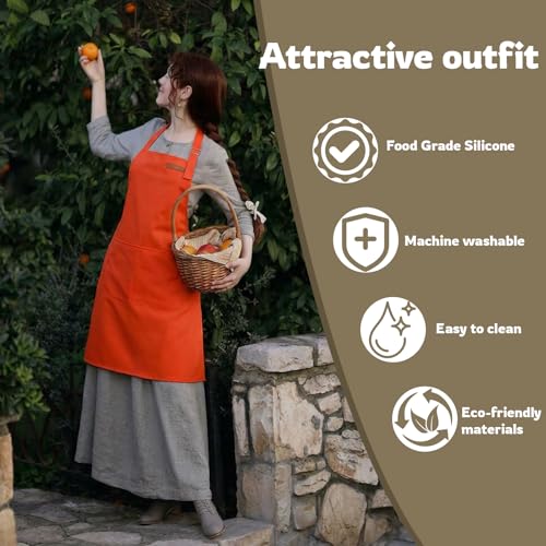 Waterproof Kitchen Apron for Women, Oilproof Silicone Coated Polyester