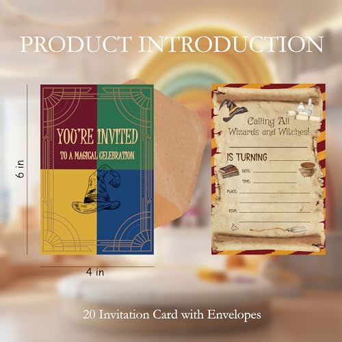 Wizard Birthday Party Invitations with Envelopes, 4x6 Inch Fill-in Cards