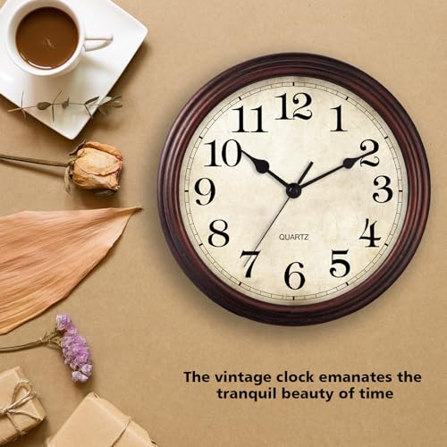 9-Inch Vintage Bronze Wall Clock – Silent Non-Ticking Battery Operated