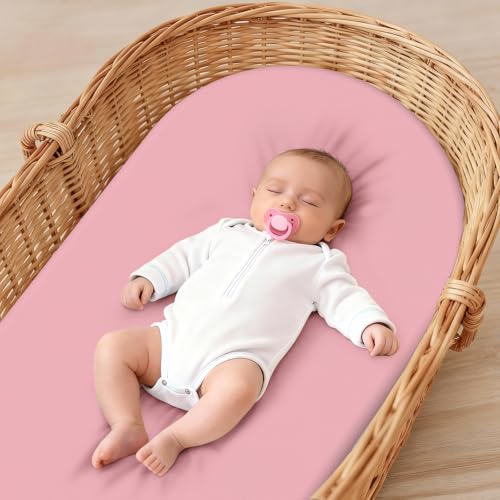 Fitted Bassinet Sheets 4-Pack - Soft Microfiber 32" x 16" (Pink)