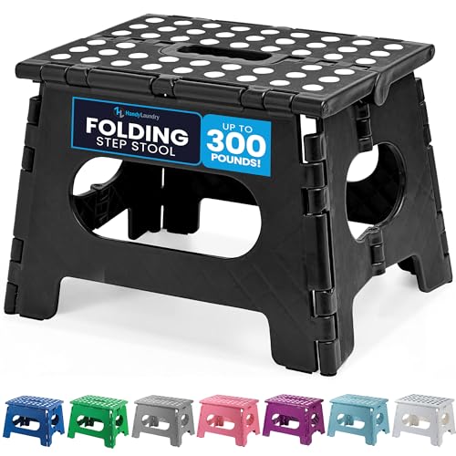 Handy Laundry Folding Step Stool 9 Inch, Black Non-Slip 300 lbs