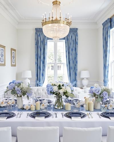 Blue and Silver Disposable Plates Set for Graduation - 350 pcs, Baroque Style, 50 Guests