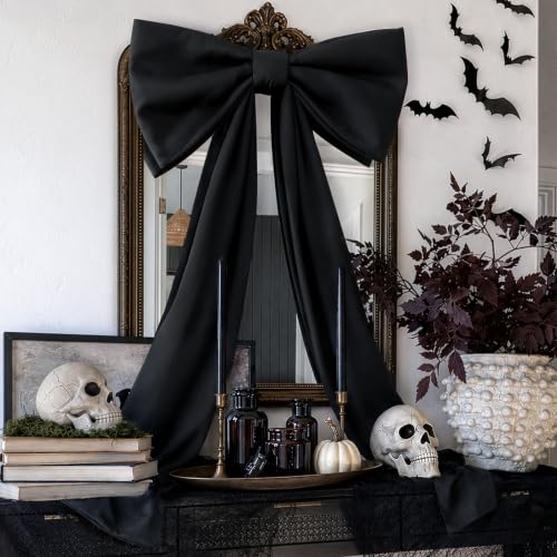 Giant Black Bow for Front Door & Wall Decor - 48 x 24 Large Halloween Bow