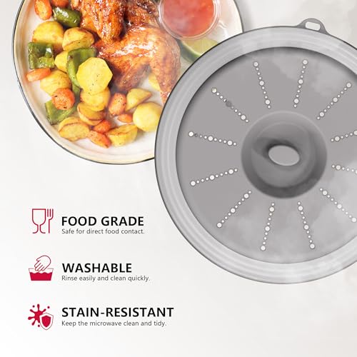 Collapsible Microwave Splatter Cover - Vented Food Guard & Colander (11 Inch)