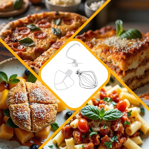 3-Piece Stand Mixer Attachment Set: Wire Whip, Dough Hook, and Flat Beater