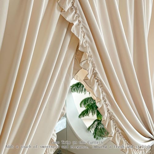Opaque Canopy Bed Curtains with Top Ties - Soft Microfiber Drapes (Queen, Khaki)