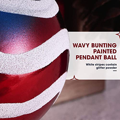 12pcs 3-1/4" (80mm) Patriotic Christmas Ball Ornament, American Flag Hanging, USA Independence Day Fourth of July Party Decor, Holiday Wedding Christmas Tree Decorations