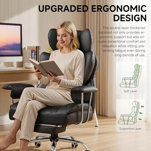 Ergonomic High-Back Executive Office Chair with Footrest and Lumbar Support