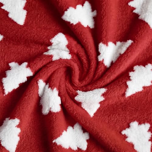 Horaldaily Red Christmas Tree Shape 3D Textured Throw Blanket 60x80 Twin