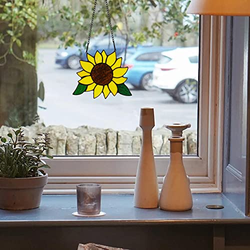 Handmade Sunflower Stained Glass Suncatcher for Window Decor