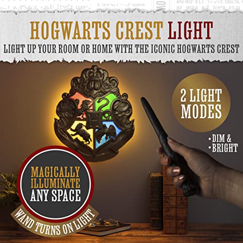 Hogwarts Crest Wall Lamp with Wand Remote Control - 35cm Decorative Light