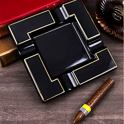 Large Ceramic Cigar Ashtray, 7.6-Inch Decorative Tray for Home and Patio