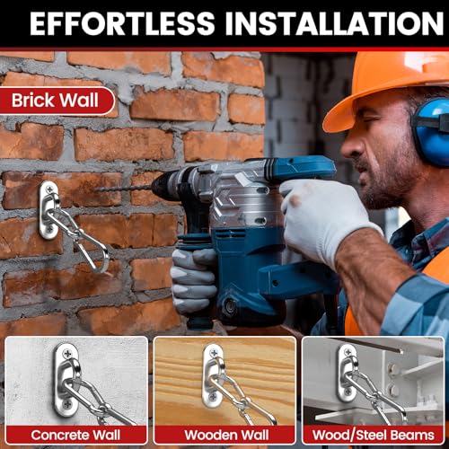 Stainless Steel Pad Eye Snap Hook M5 Ceiling Hanging Kit 500Lb