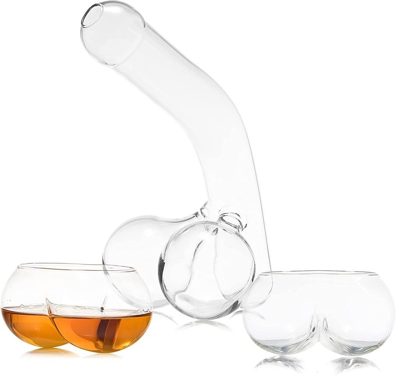 The Wine Savant Decanter Set with Glasses, Decanter -17oz-, Shot Glasses -3oz -, for Whiskey, Liquor, Tequila, Vodka, Bar Glasses, Cocktail Glasses, Bachelorette Party, Funny Gifts