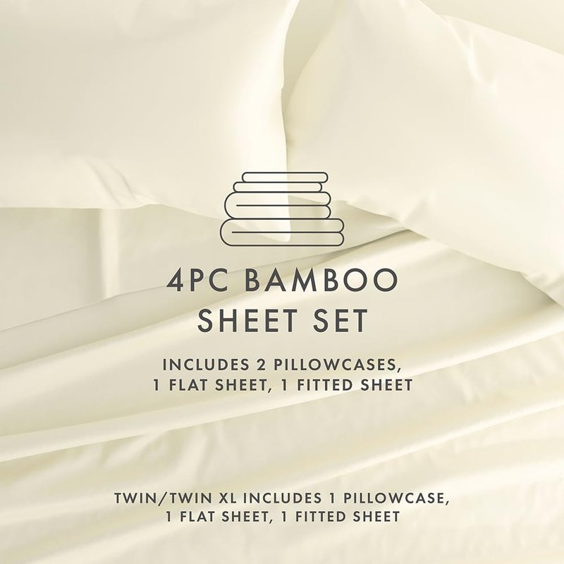 Linen Market - King Sheets - Cooling Bed Sheets Set - Deep Pocket Up to 16" - Breathable & Soft Bed Sheets & Pillowcases - Hotel Luxury Silky Soft - King Size Bed Sheets Set - 4 Piece, Ivory