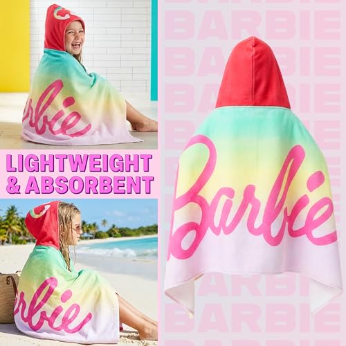 Get Trend Barbie Bath Towels with Hood for Girls, Soft Absorbent