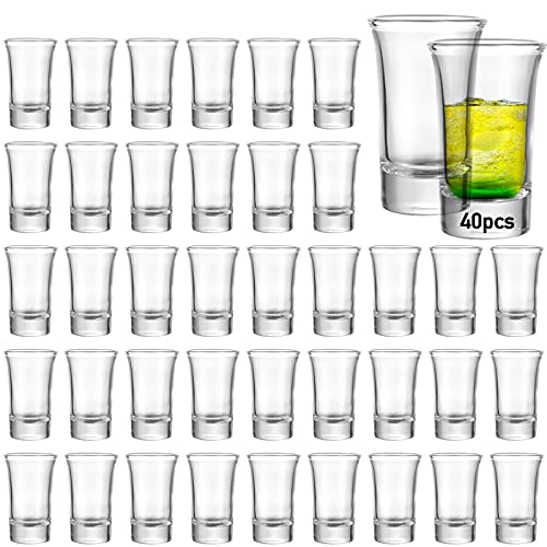 Aoeoe 40 Pack Heavy Base Shot Glasses 1.5oz Whiskey Tequila Vodka Set