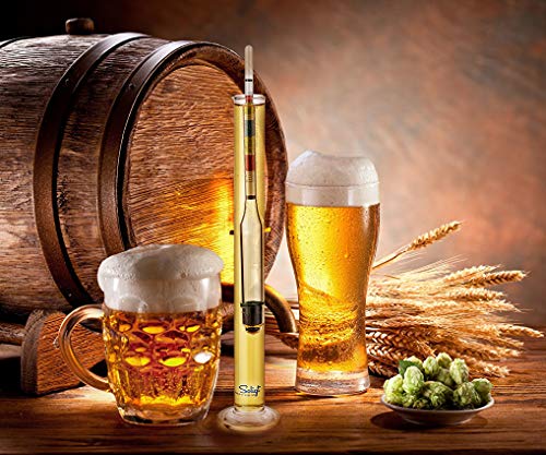 Triple Scale Hydrometer and Glass Test Jar Kit for Wine and Beer