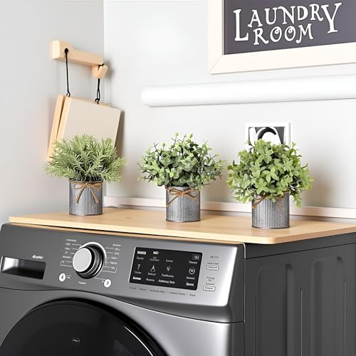3 Pack Small Artificial Potted Plants in Galvanized Metal Pots, Rustic Decor