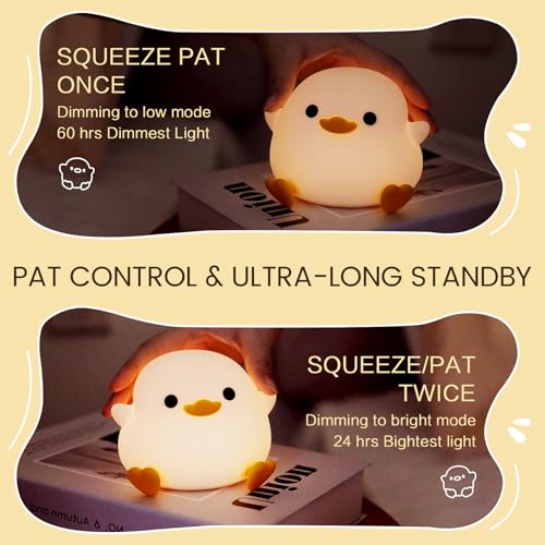 Cute Duck Silicone Night Light - Dimmable Touch Lamp for Nursery & Kids