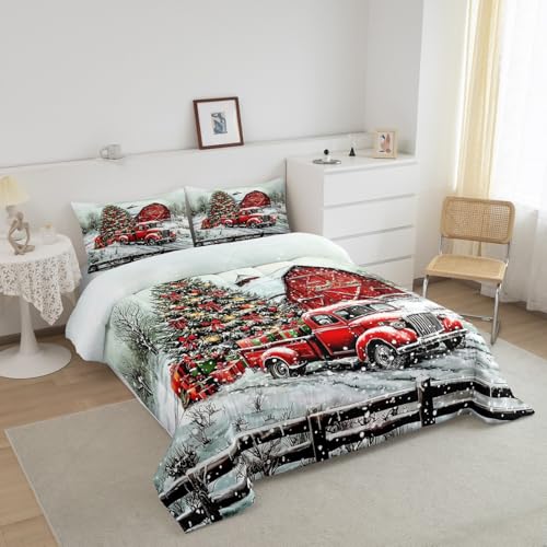 Castle Fairy Red & White Twin Christmas Tree Bedding Set for Kids & Teens