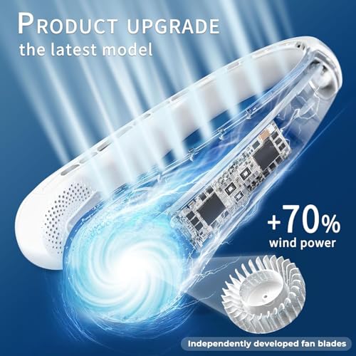 FrSara Portable Neck Fan, 4000mAh Bladeless Personal Fan with 360° Cooling