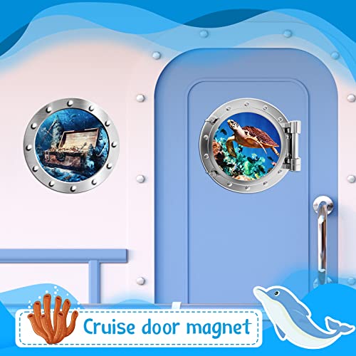 LEIFIDE Cruise Door Magnets Set - Nautical Sea Porthole & Tropical Designs