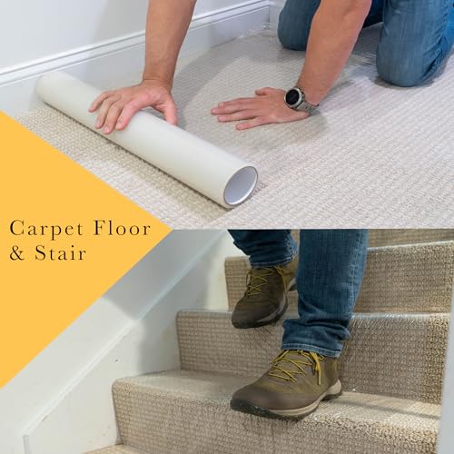 Heavy Duty Carpet Protection Film 36x500 Inch Self-Adhesive Clear Floor Guard