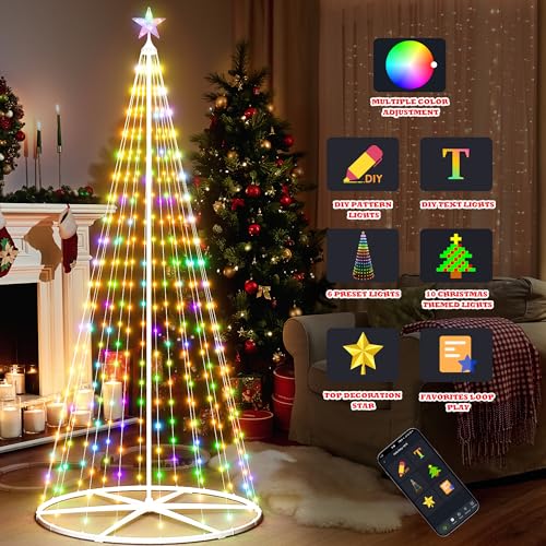 Yakmax 7.5FT Multicolor Smart LED Cone Christmas Tree with Music & App Control