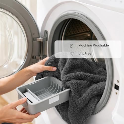 8-Piece Cotton Bath Towel Set with Hanging Loops - Gray