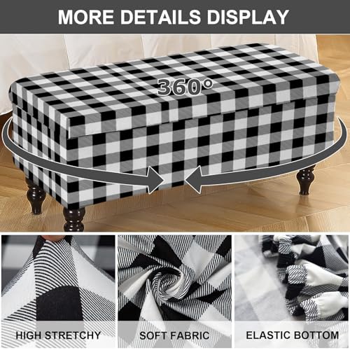 Rectangular Storage Ottoman Cover - Durable Slipcover with Elastic Bottom