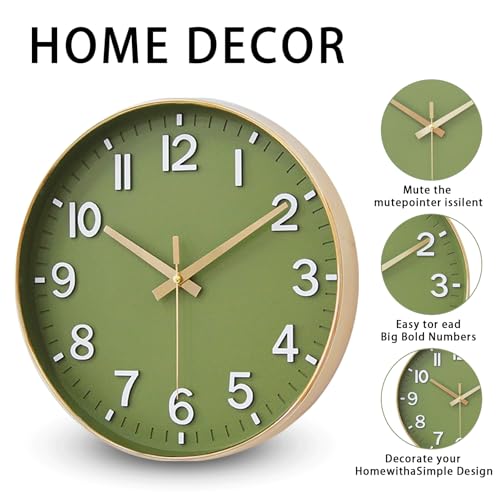 8-Inch Silent Wall Clock, Non-Ticking Modern Round Clock with 3D Numbers