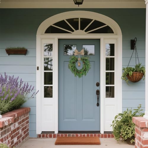Jauksrola Bell Pinecone 20in Heart-Shaped Christmas Wreath - Front Door, Indoor/Outdoor