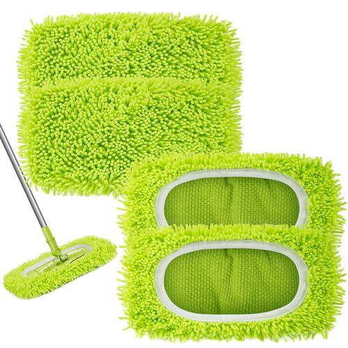 Reusable Microfiber Mop Pads - Washable Wet & Dry Sweeping Refills (4 Pack)