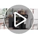 Farmhouse Coffee Bar Cabinet with Floating Shelf and Storage