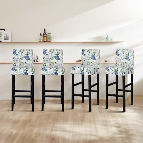 Stretch Bar Stool Covers Set of 4 - Jacquard Chair Slipcovers