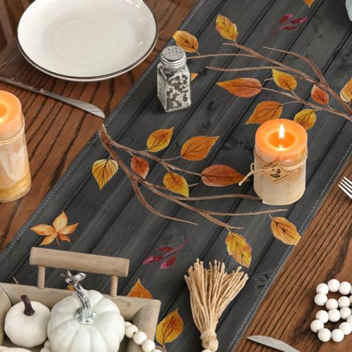 Artoid Mode 13 x 72 Inch Fall Table Runner Black Polyester Home Decor